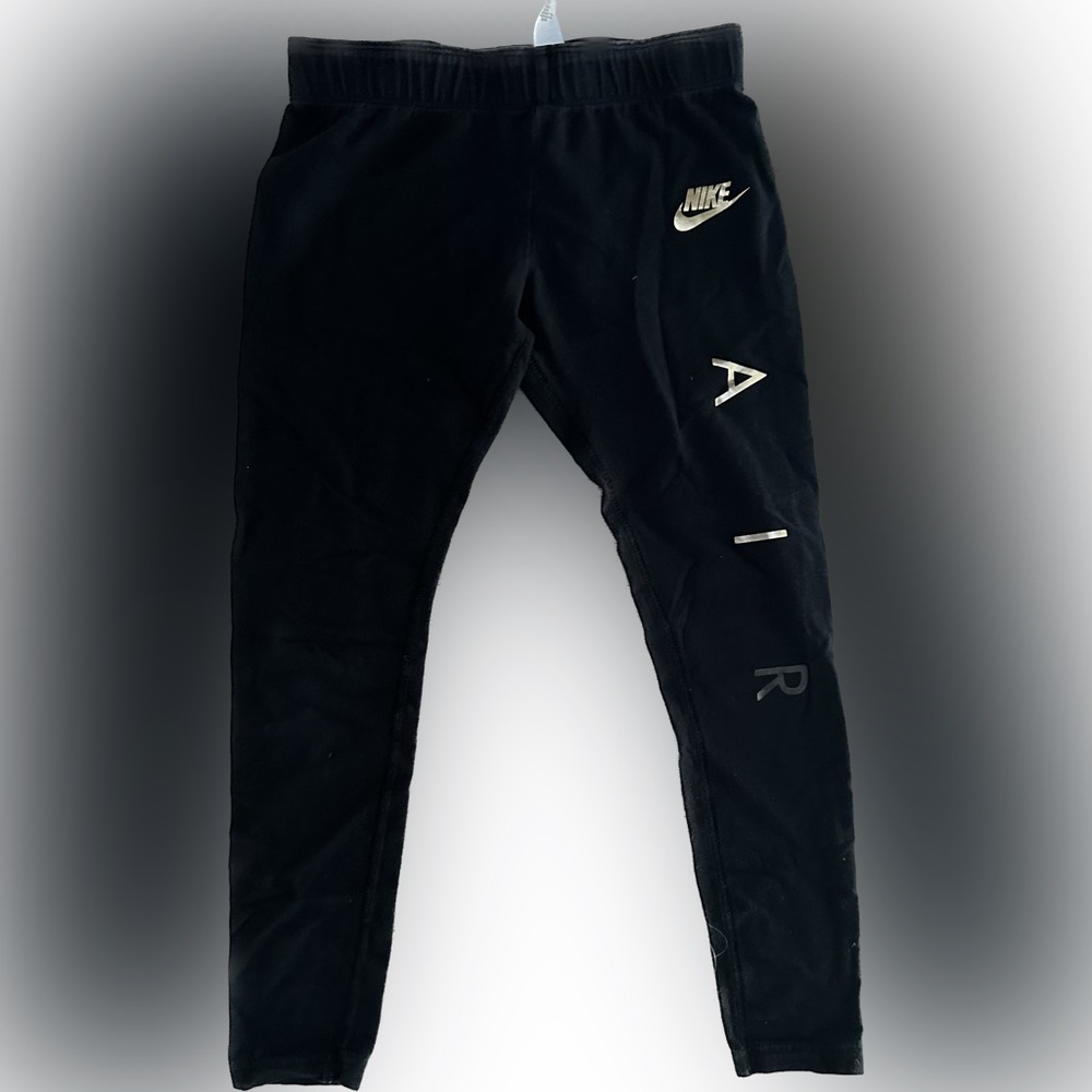 Nike Kids Girls Black Leggings Gold accents Size Small